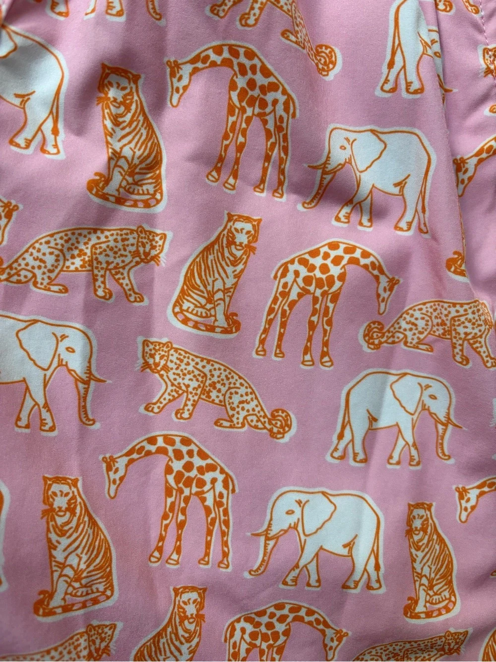 Kortni Jeane Pink Swim Trunks with Orange & White Safari Print